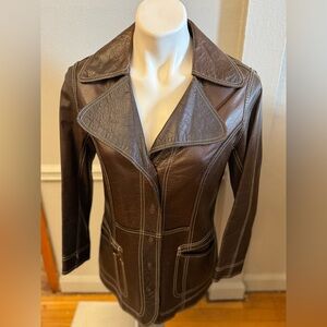 Elegant Dark Brown Leather Women's Jacket